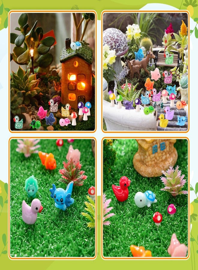 Barydat مجموعة باريدات من 100 قطعة من مجسمات الحيوانات الصغيرة المصنوعة من الراتنج، تشكيلة متنوعة من الحيوانات الصغيرة للاختباء، بط صغير، أكسولوتل، ديناصور، سلحفاة، مجسمات فطر، هدايا عيد الميلاد وعيد الفصح، ديكورات الحدائق، أعمال يدوية للحدائق. - Image 4